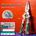 Thickened multi-functional electric pointed pliers with wire stripper, made from rust-resistant Luo Ni steel.