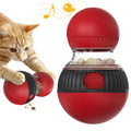 Rotating plastic cat toy with food-dropping mechanism and sound element in super ball colour