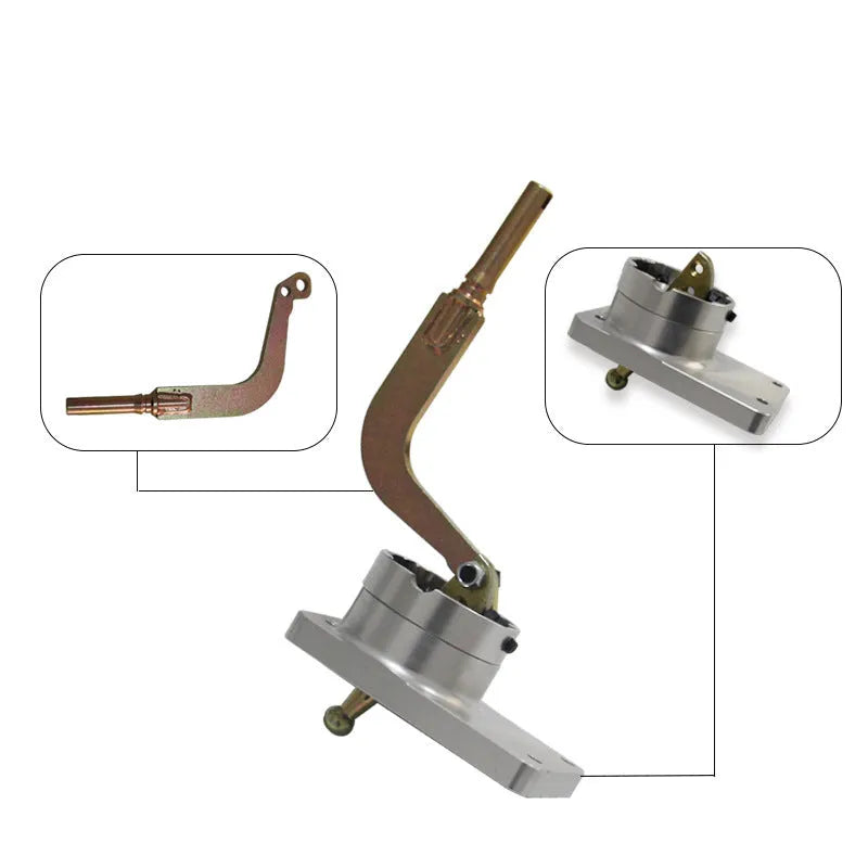 Silver aluminium alloy quick short rod shift lever for Horton vehicles with mounting hardware