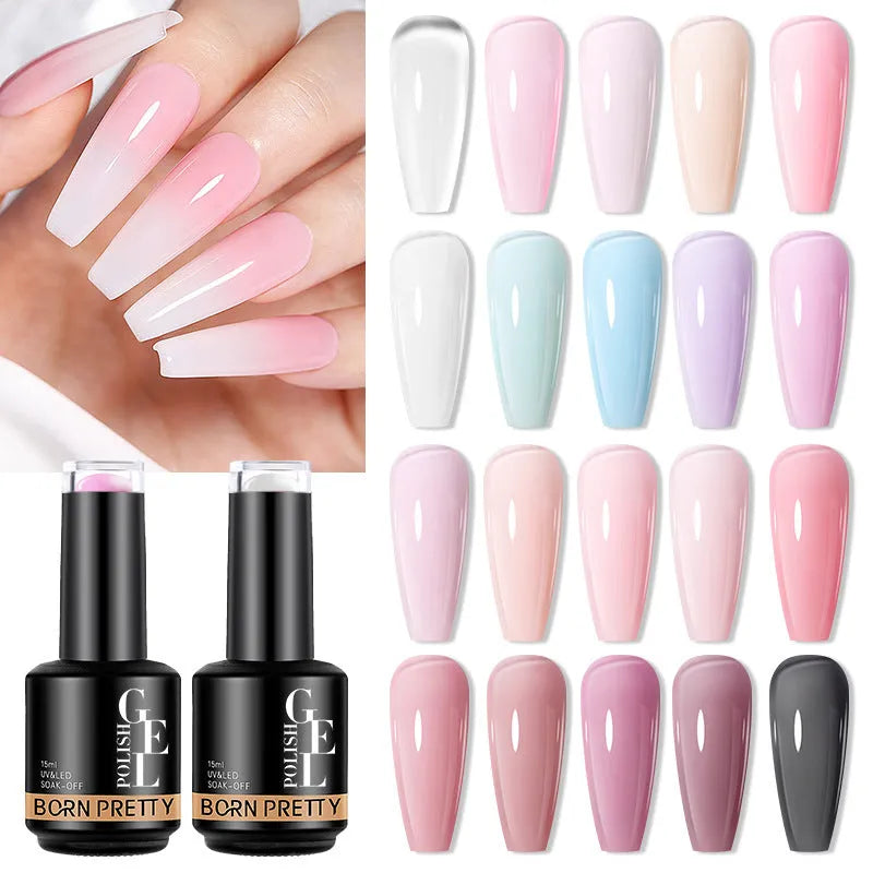 Transparent phototherapy gel polish bottle 15ml for shaping and reinforcement, multi colour options RB01 to RB019