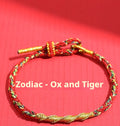 Eight-strand woven colourful guardian strap in zodiac colour options with hand-woven flexible wire construction