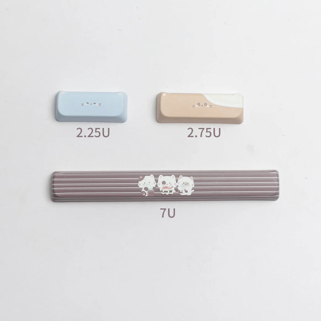 High Sea Salt Cat themed PBT keycap set with sublimation printing showing nautical cat design