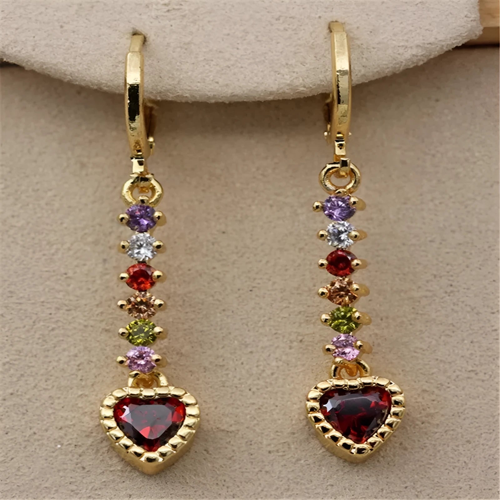 Women's heart-shaped alloy earrings with gold or silver electroplated finish
