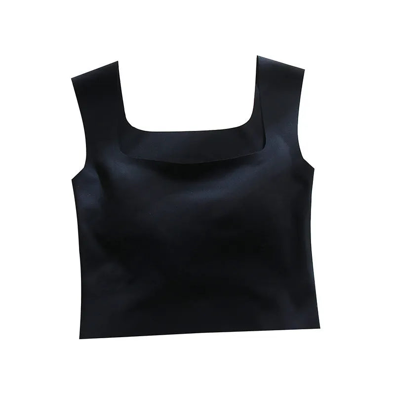 Women's non-marking sling vest with chest pad in seamless nylon construction
