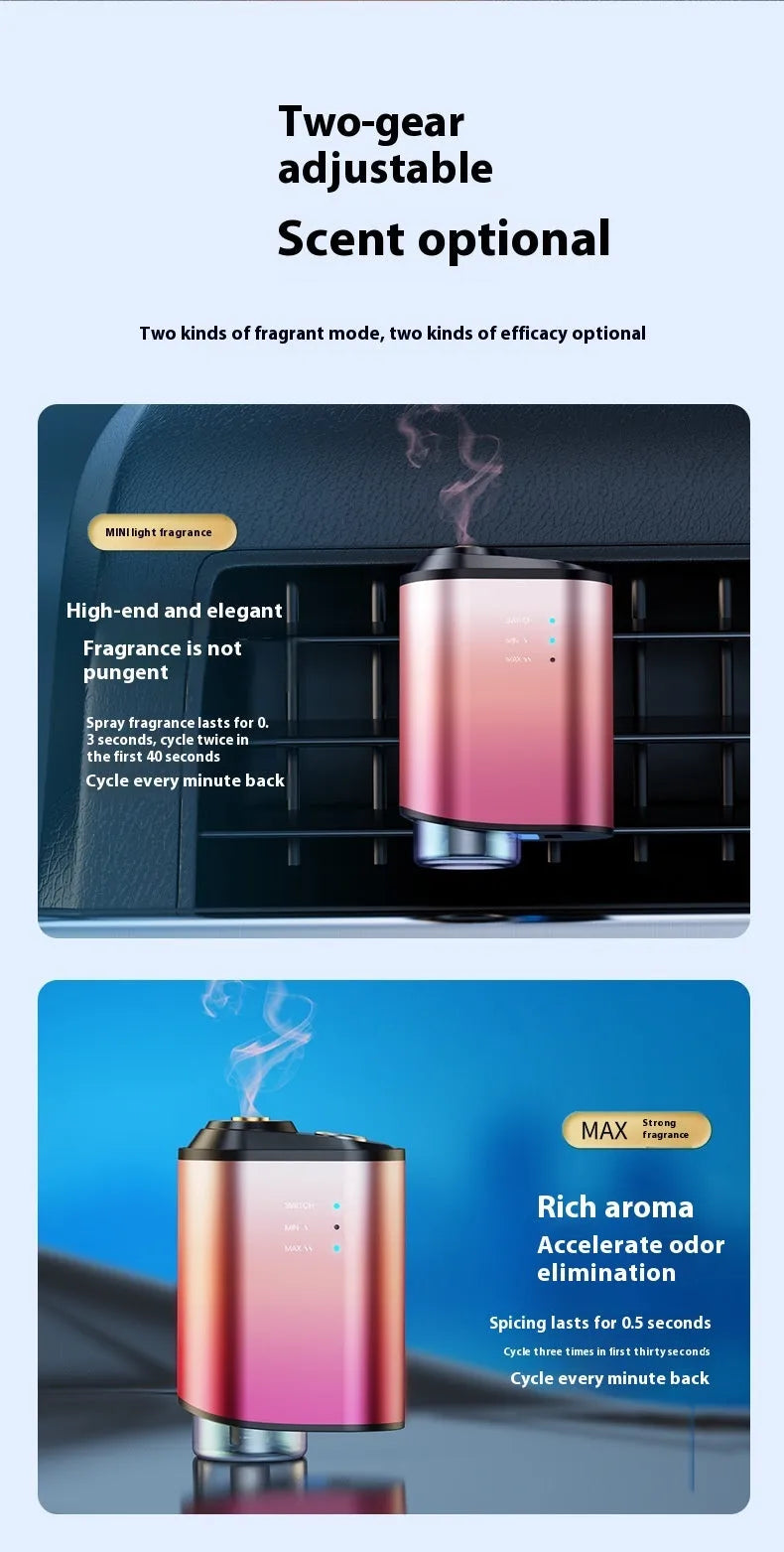 Black car aromatherapy smart fragrance diffuser with ocean perfume bottle, PP PC aluminium alloy build