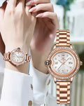 Explosions ladies watch rose gold stainless steel round dial 33mm quartz movement butterfly clasp