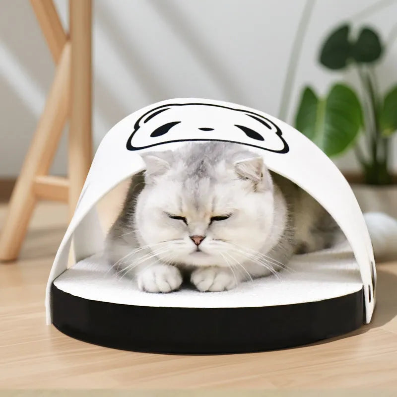 White corrugated paper cat scratch board with slipper design on flat surface