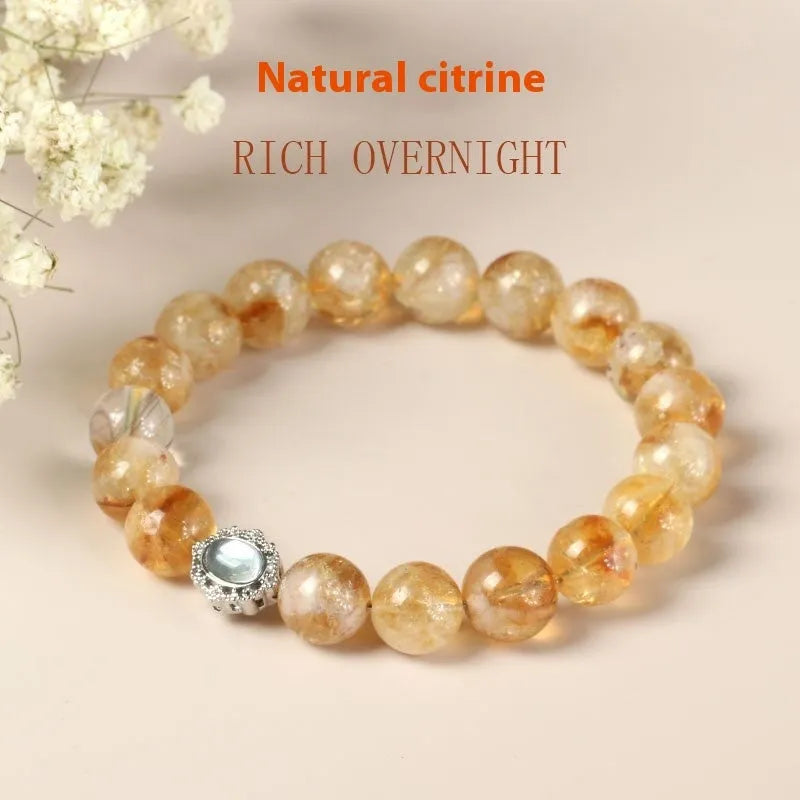 Citrine crystal bracelet with geometry-shaped 10mm beads