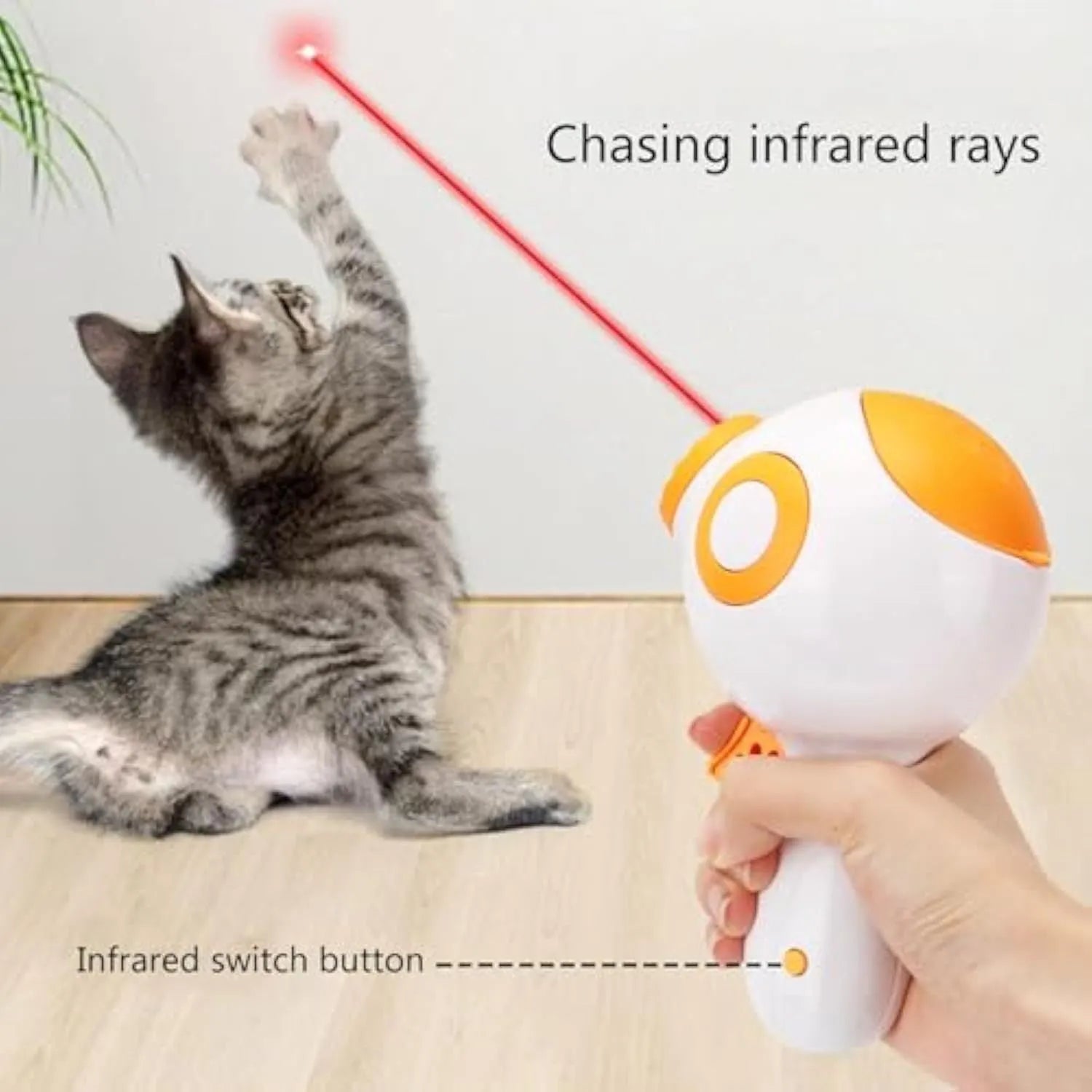 15.5cm green dog treat launcher toy with remote feeding function on wooden floor