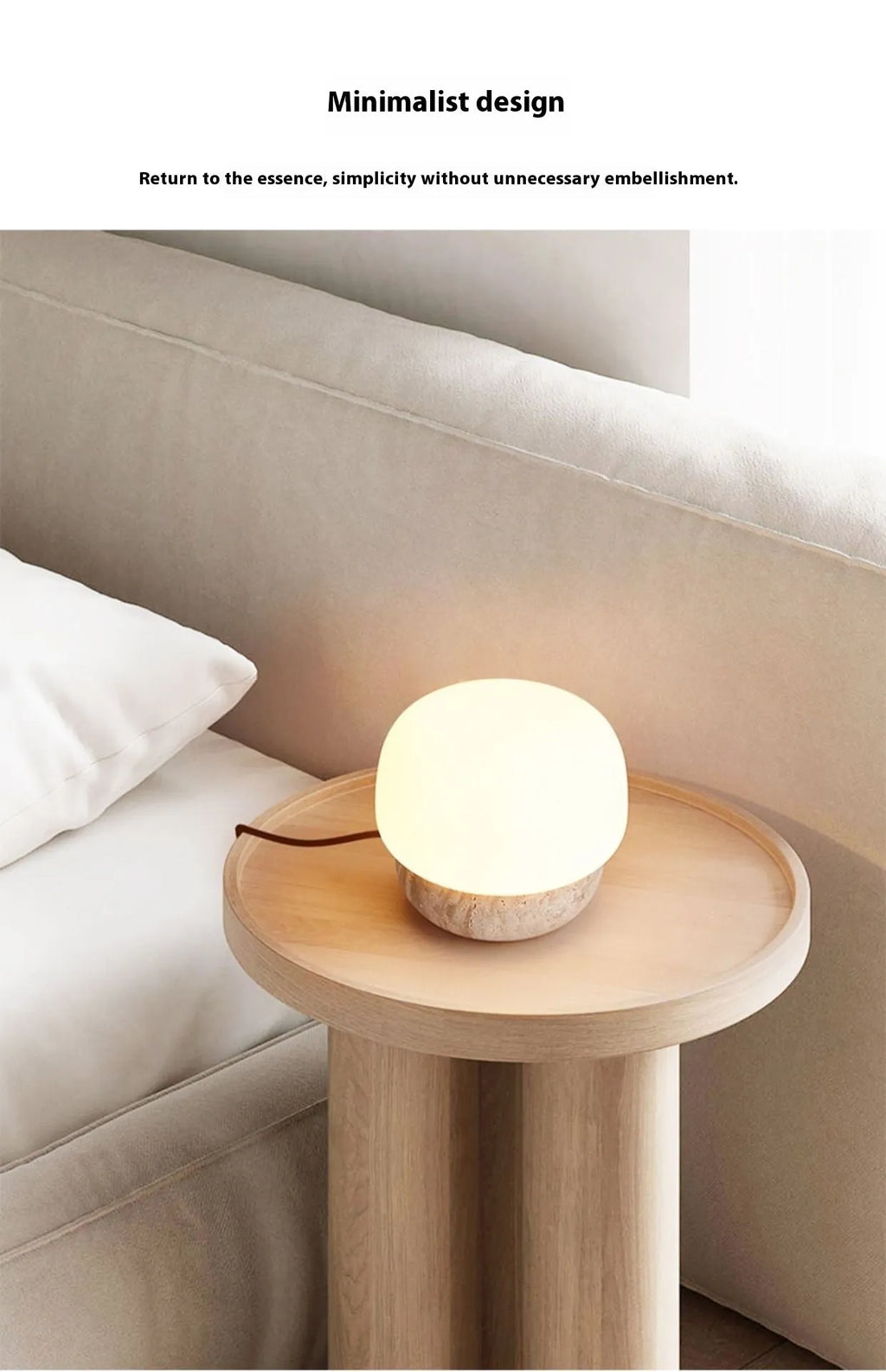 Cream retro bedside lamp with button switch showing 18x17cm dimensions