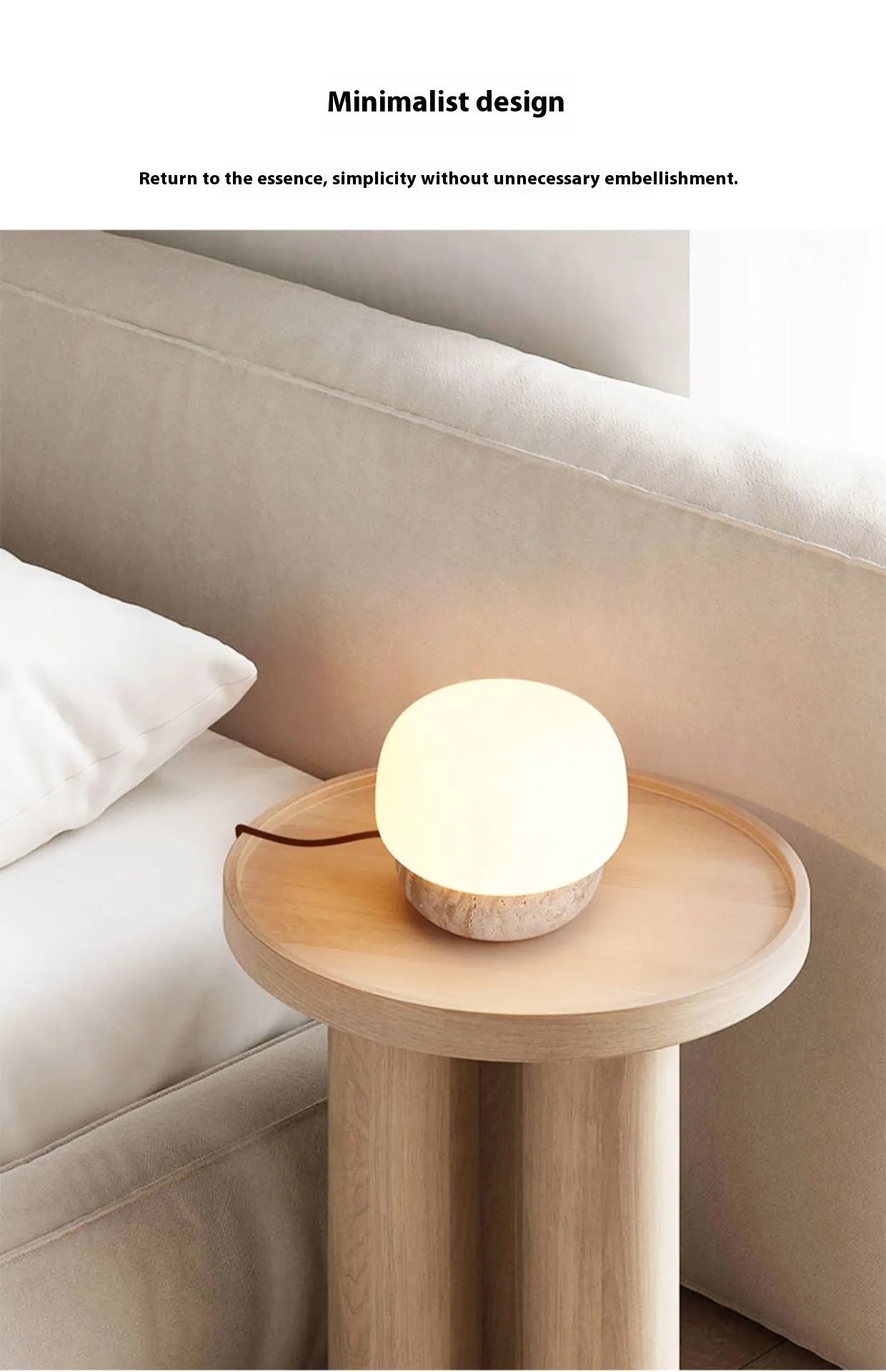 Cream retro bedside lamp with button switch showing 18x17cm dimensions