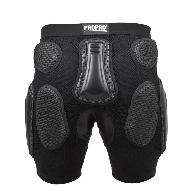 Black cycling hip protection pants with multifunctional padded design for sports safety