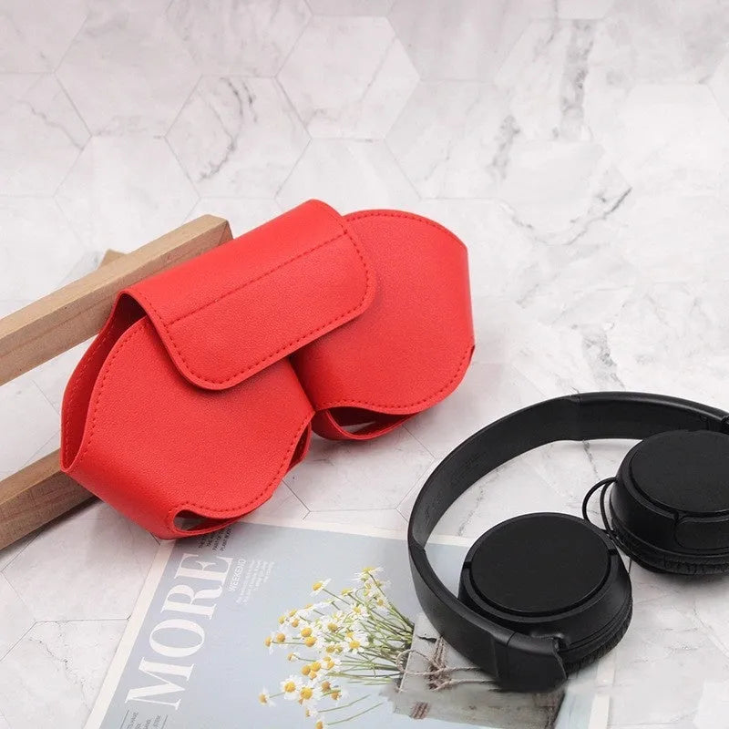 AirPods Max protective cover case in PU leather showing black, red, white, green and blue colour options
