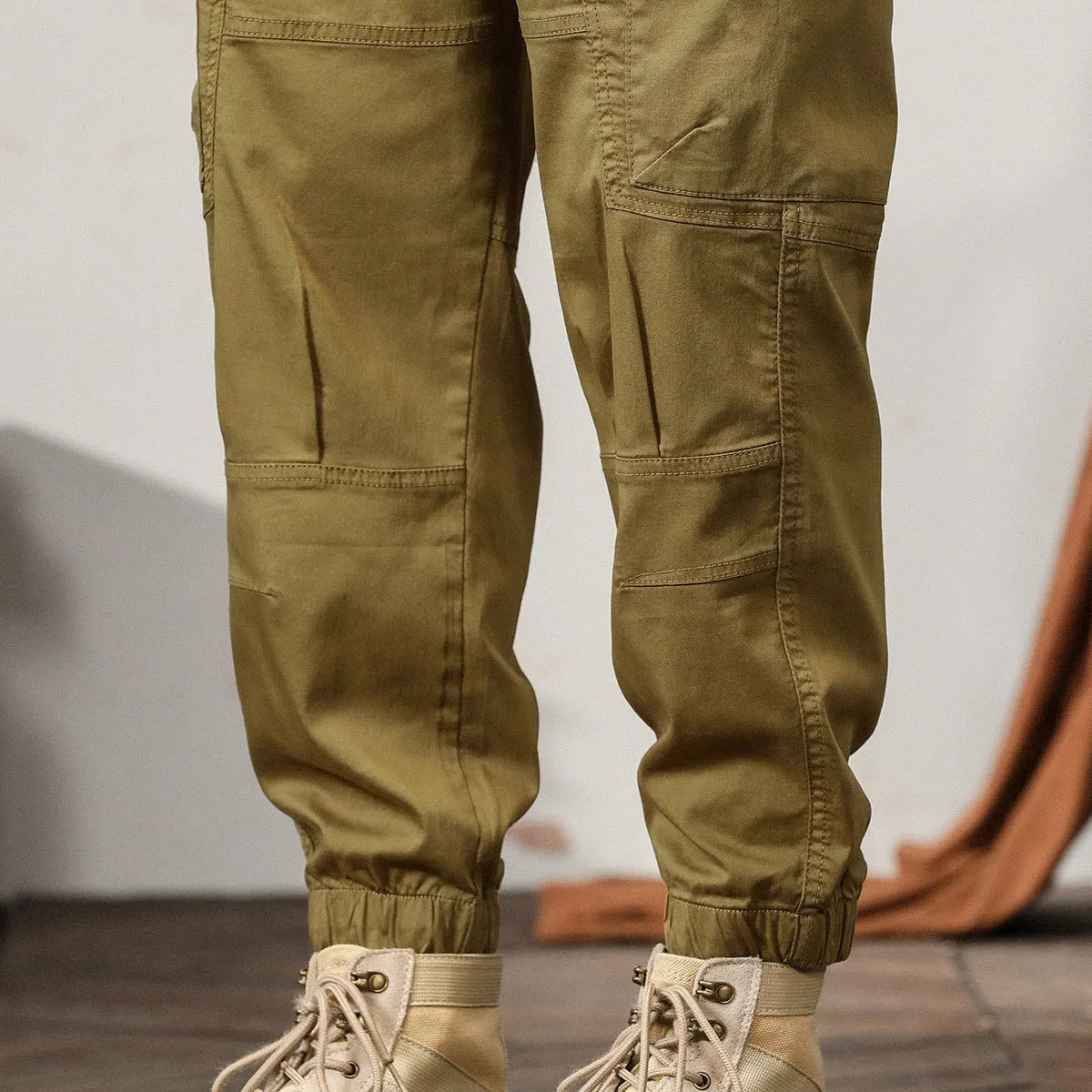 Men's cotton harem overalls with tapered ankle band in black, coffee, khaki and peacock green colours