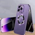 Magnetic phone case with metal anti-peep clip in black for iPhone 15 Pro Max alloy plastic build