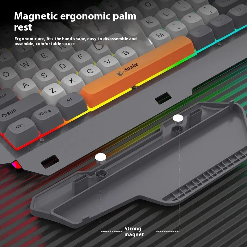 Blue wired gaming keyboard and mouse set with backlit keys on black background