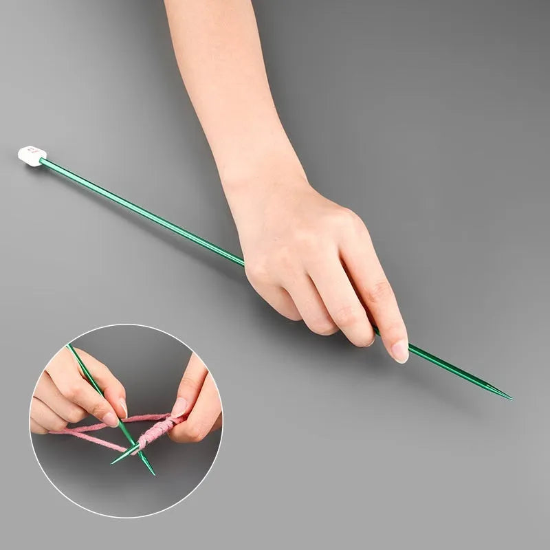 Complete set of lengthened crochet hooks in assorted sizes from 2.0mm to 10.0mm with protective caps.