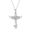 Wings cross stethoscope pendant necklace in copper with electroplated white or red diamond finish.