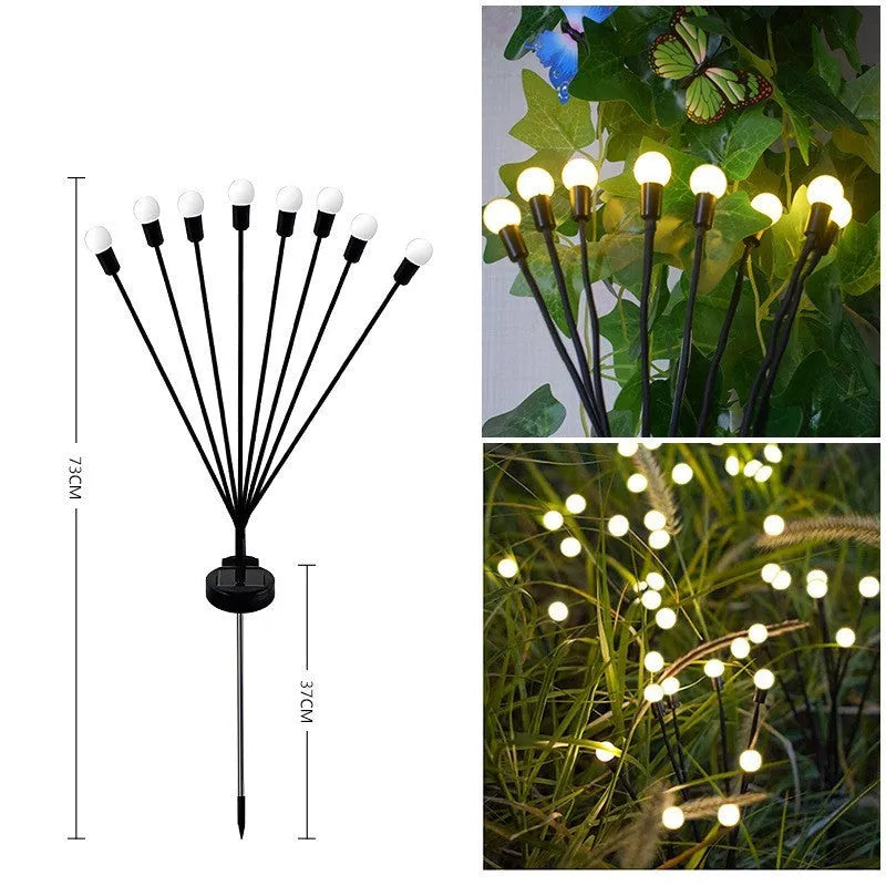 Solar-powered LED ground spike garden light with multiple head cluster options