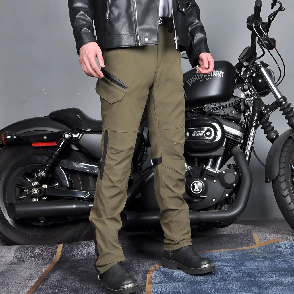 Motorcycle cycling pants in PK-16 green or black with waterproof windproof protection and drop-resistant safety features