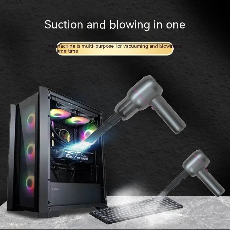 XC-06 grey portable handheld car vacuum cleaner with accessories including brush nozzle and extended nozzle
