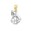 925 sterling silver clavicle necklace with cat charm pendant for office wear