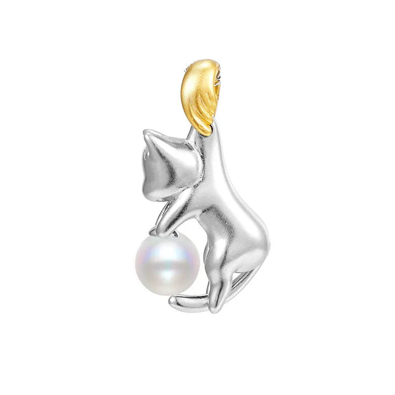 925 sterling silver clavicle necklace with cat charm pendant for office wear
