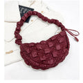 Women's nylon cloud underarm bag in beige colour with adjustable shoulder strap
