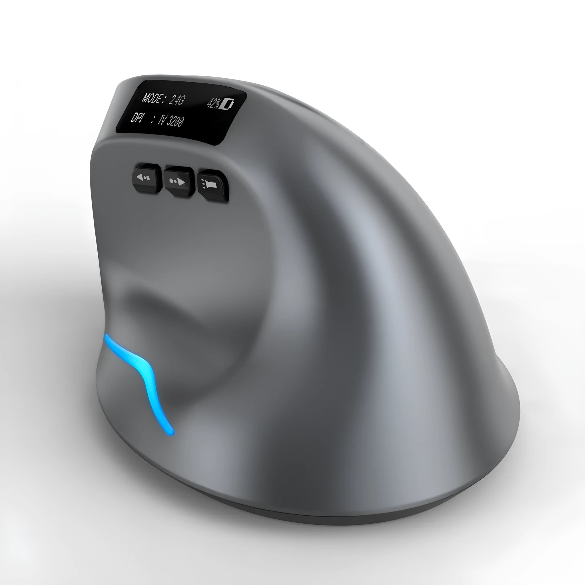 Gray self-charging Bluetooth dual-mode vertical mouse for laptop