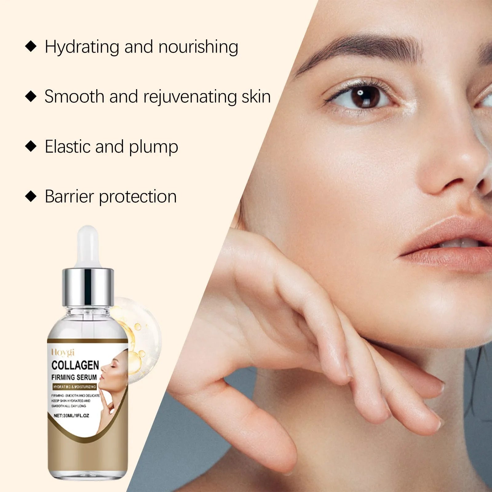 Collagen firming care solution 30ml bottle on white background