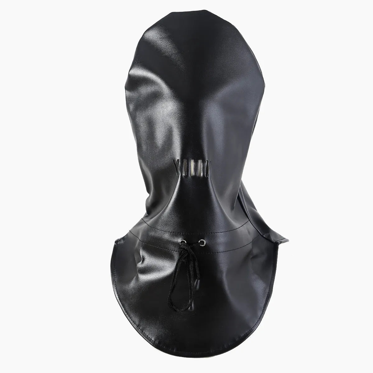Black PU leather breathable bondage mask with an adjustable strap