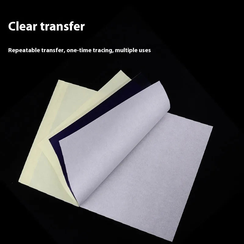 A4 tattoo transfer paper packs for use with transfer paste gel, showing hand-drawn line art.