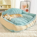 Morandi coloured removable washable sofa dog mat and cat bed shown in medium and large sizes