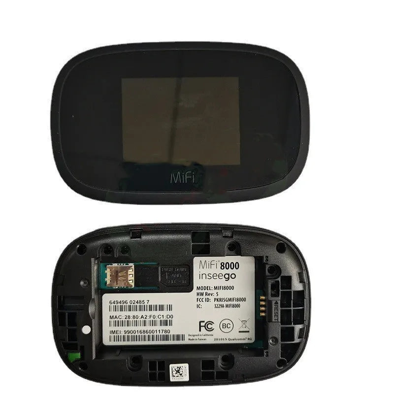 Black mifi8000 portable 4G wireless router with compact dimensions