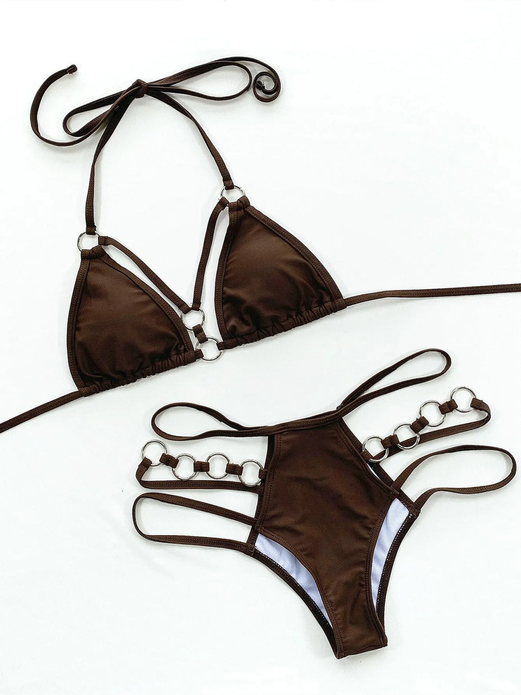 Women's pure colour nylon bikini set with matching shorts in five colour options