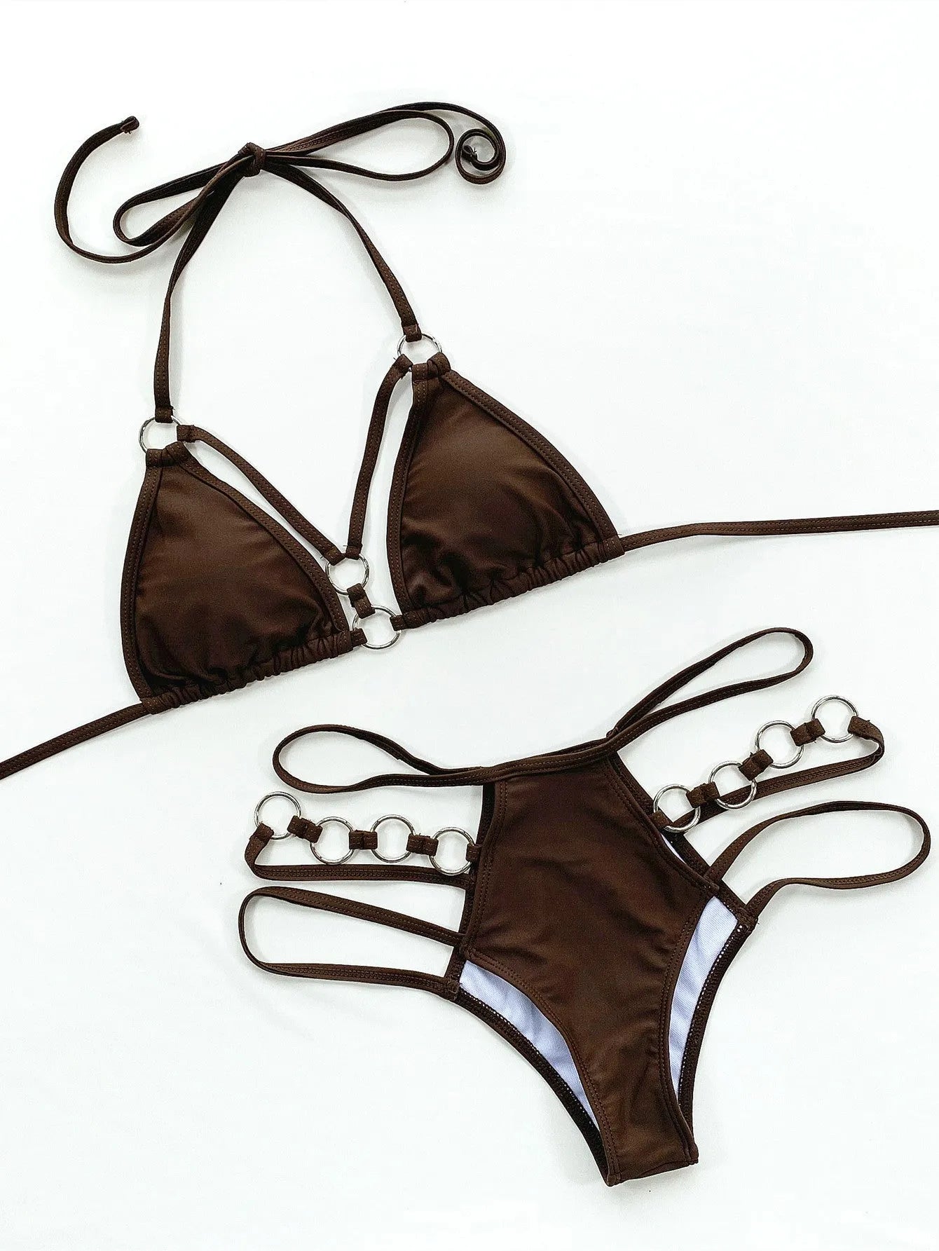 Women's pure colour nylon bikini set with matching shorts in five colour options