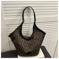 Women's corduroy tote bag with stitched seams, phone pocket, black colour, 45x20.5x37.5cm