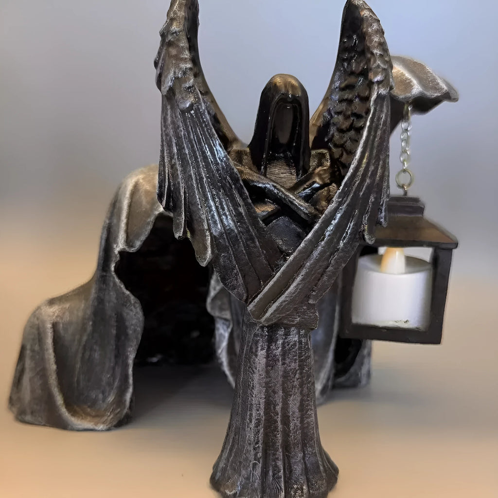 Dark angel resin statue ornament with gothic style on a display surface