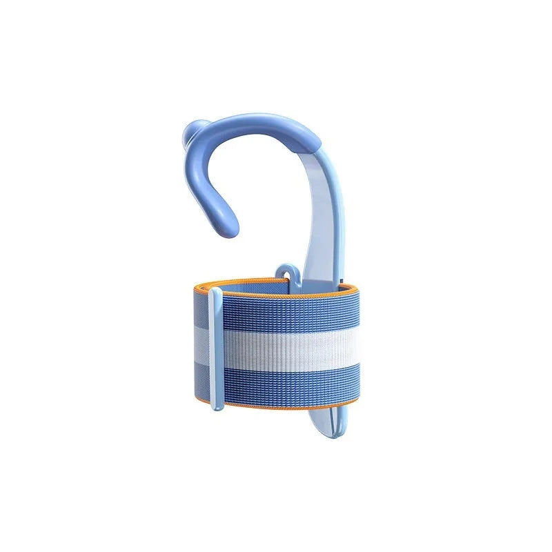 Blue anti-hook pen control corrector showing ABS nylon construction for handwriting improvement