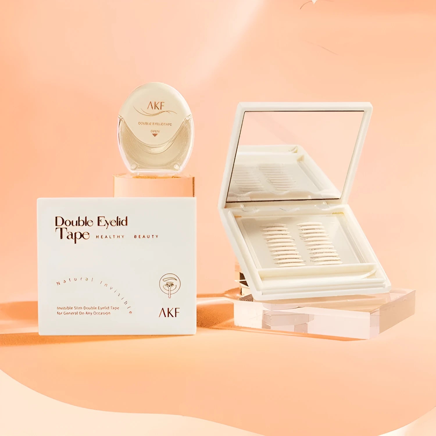 Double eyelid stickers roll with 120 transparent traceless lace strips for invisible eyelid crease