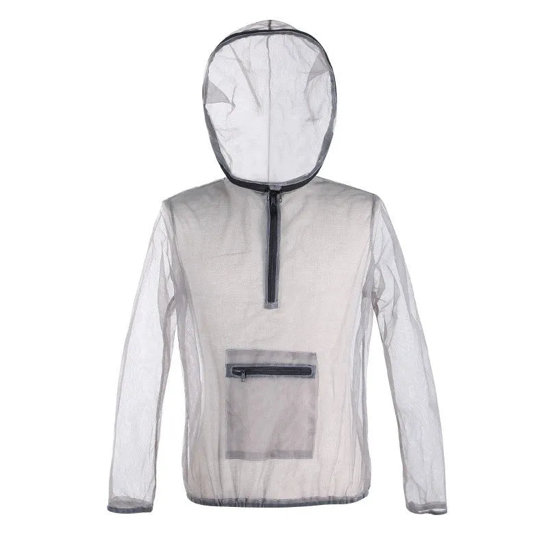 Rayman Jungle Run breathable insect-proof jacket in smoky gray mesh cloth for outdoor use