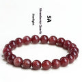 Natural strawberry quartz bracelet with geometric stones in starlight cherry red colour, shown in three size variations