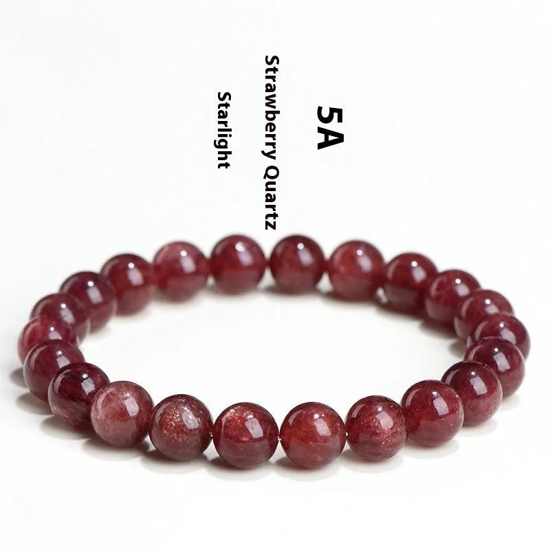 Natural strawberry quartz bracelet with geometric stones in starlight cherry red colour, shown in three size variations