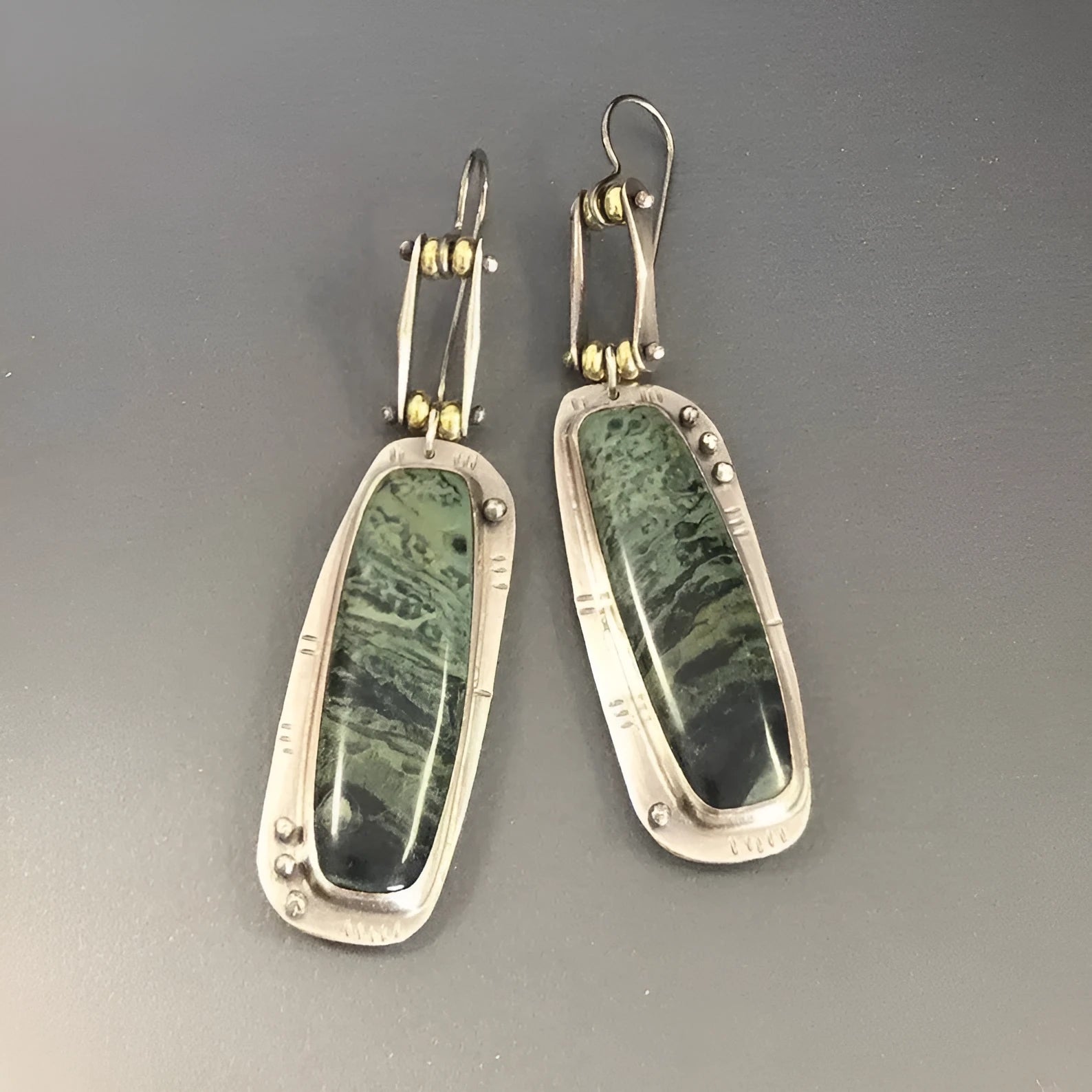 Geometric two-tone marble pattern alloy drop earrings with minimalist design