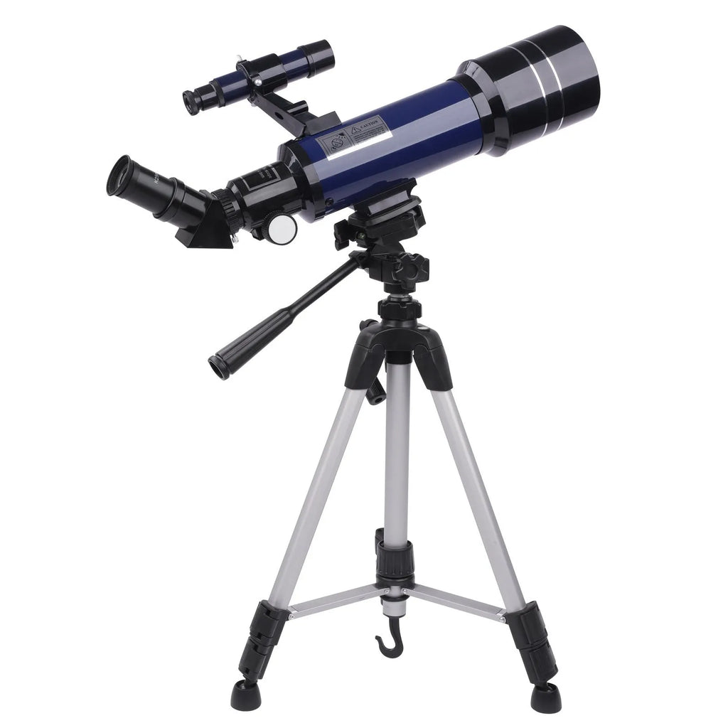 Children's dark blue astronomical telescope with 16X-66X zoom on tripod for lunar observation