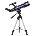 Children's dark blue astronomical telescope with 16X-66X zoom on tripod for lunar observation