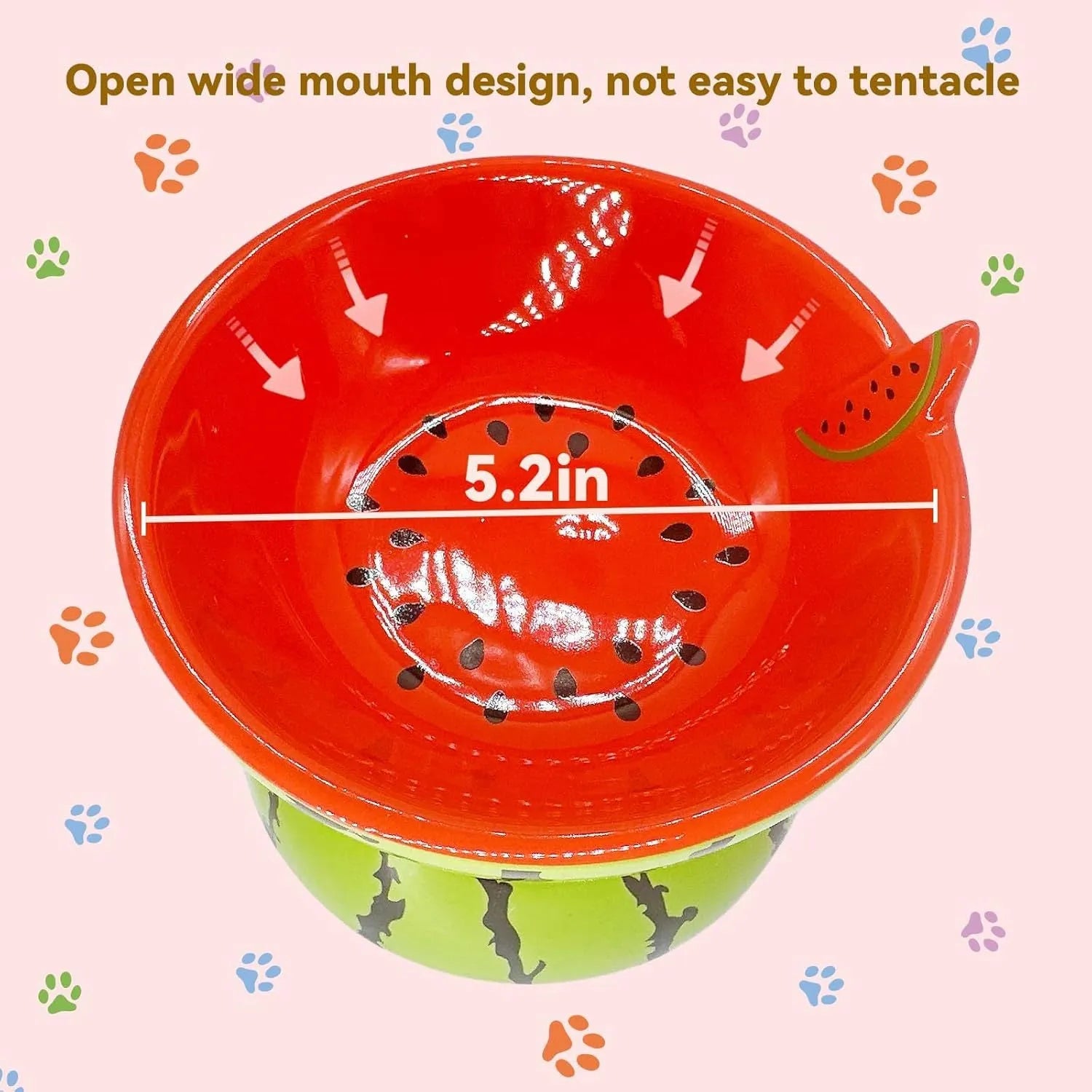 Ceramic raised cat bowl in orange colour with tilted design and patterned detail on a non-slip base