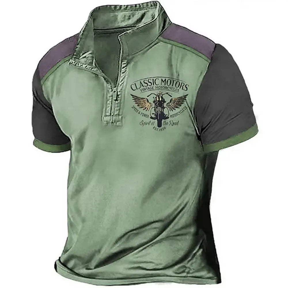 3D printed golf polo shirt in loose fit pullover style with solid colour and dimensional printing