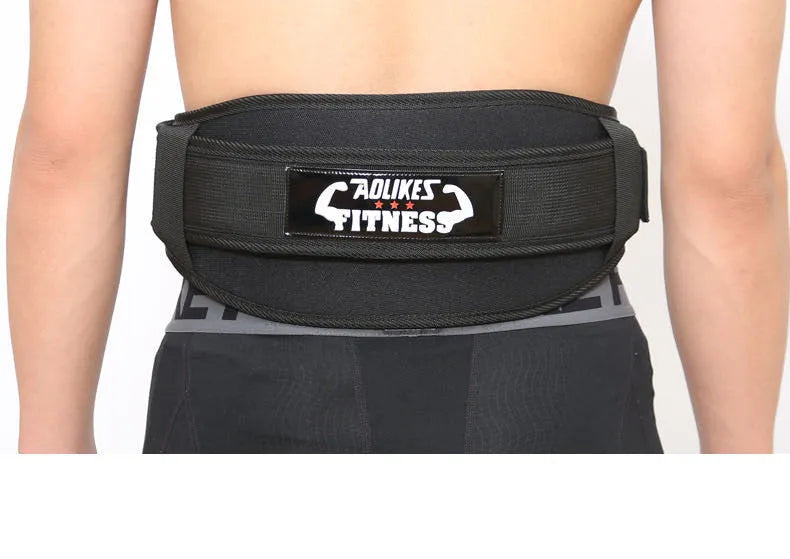 Nylon weightlifting belt for adult fitness training in black, red or yellow