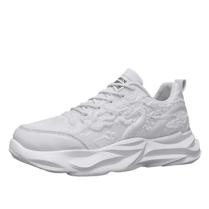 Loong breathable casual fly knit sneakers with rubber soles in Chinese dragon design colour